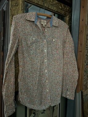 St. John's Bay Floral Button-Up Shirt in Pink, Peach, Blue, Cream